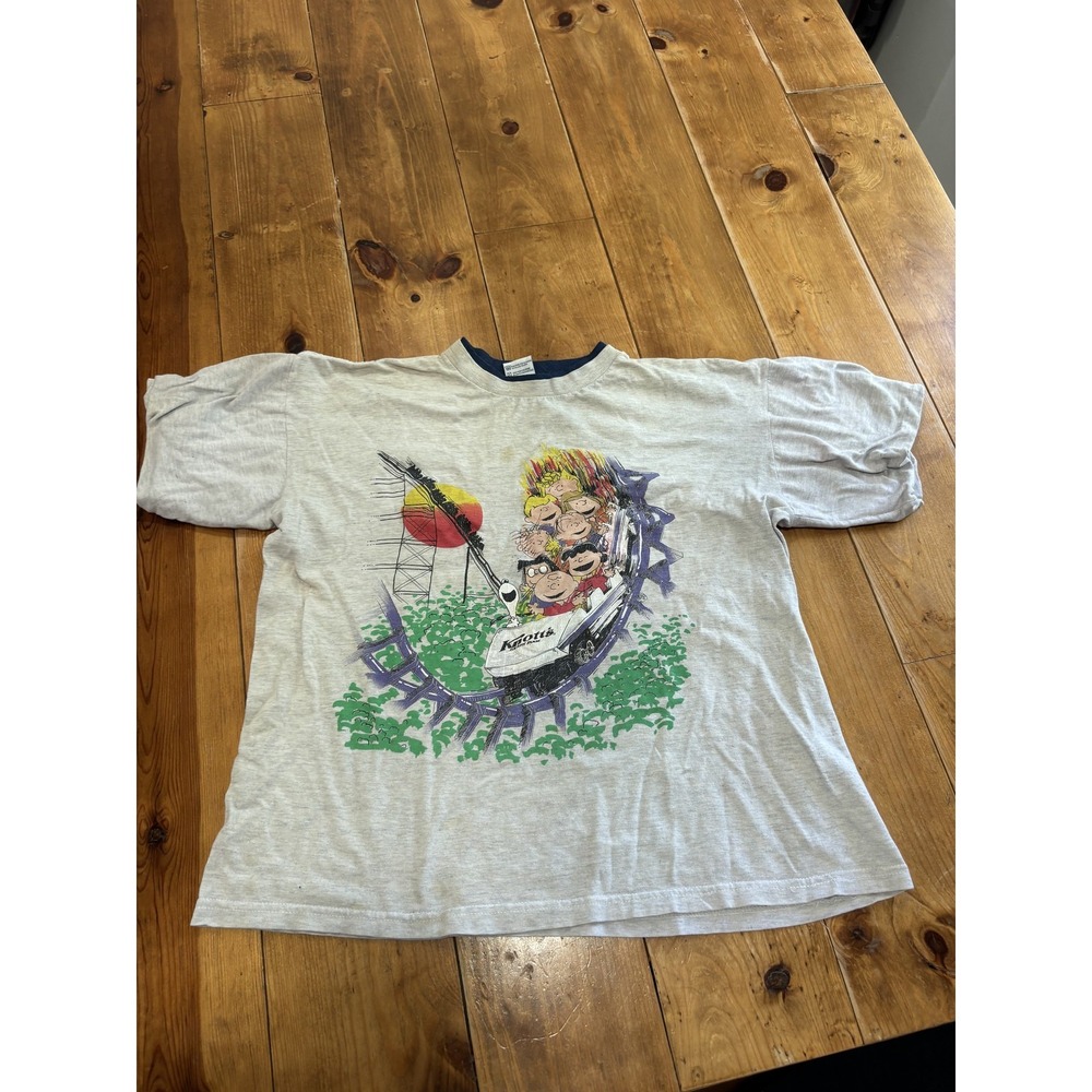 Vintage 90s Miami T's Kiddieland Roller Coaster Graphic‎ T-Shirt Men's L Ringer